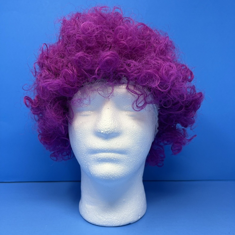 Halloween Clown Costume Wig Purple Afro 60s 70s‎ Disco Clown - Picture 13 of 15